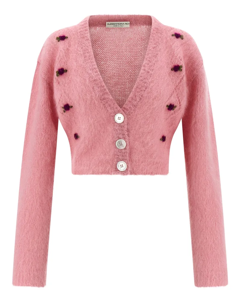 Alessandra Rich Carded Mohair' Strickjacke Pink