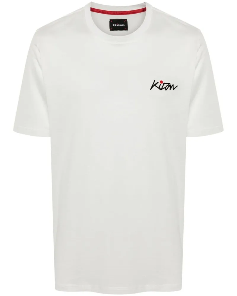 Kiton Logo Baumwoll -T -Shirt White