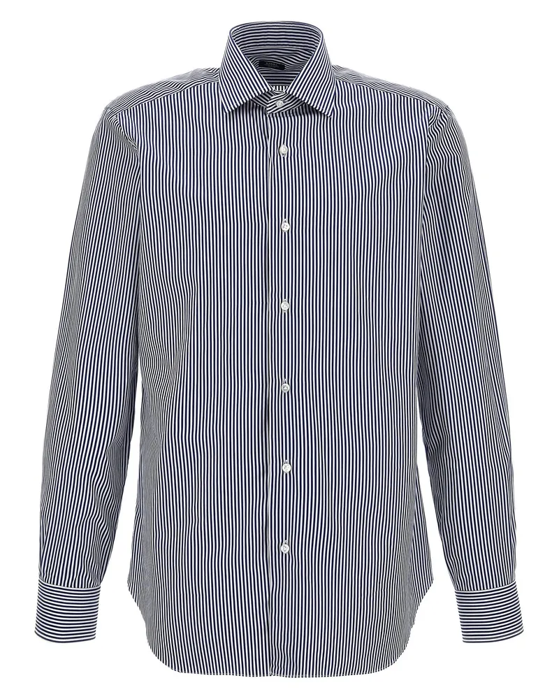 BARBA gestreiftes Hemd Blue
