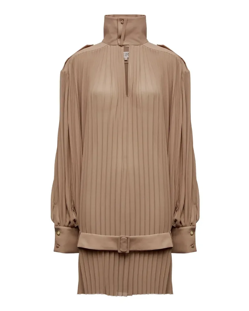 Maison Margiela Plissiertes Kleid mit hohem Halsausschnitt 805