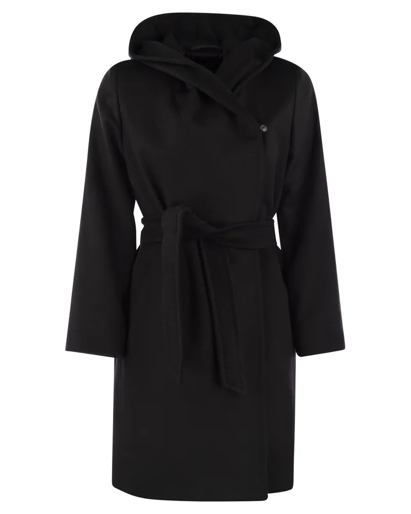 Max Mara Max Mara Studio Newmang Wollmantel mit Kapuze Black