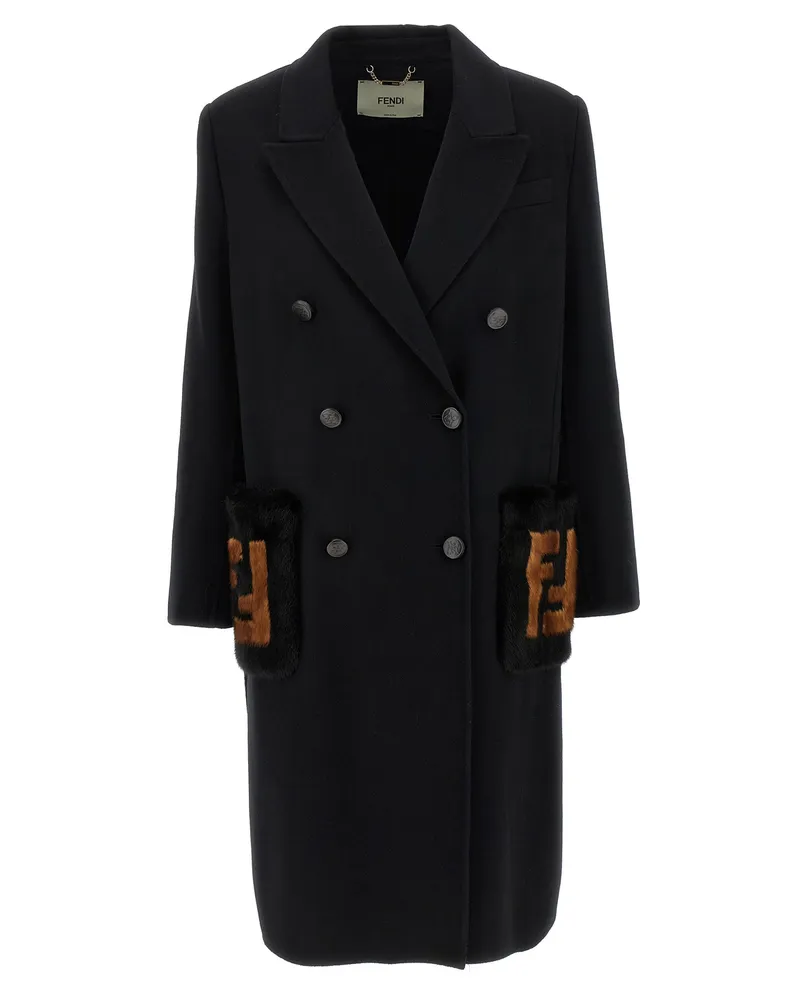 Fendi Doppelwolle' Mantel Black