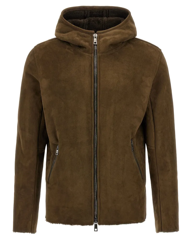 Giorgio Brato Shearling Kapuzenjacke Green