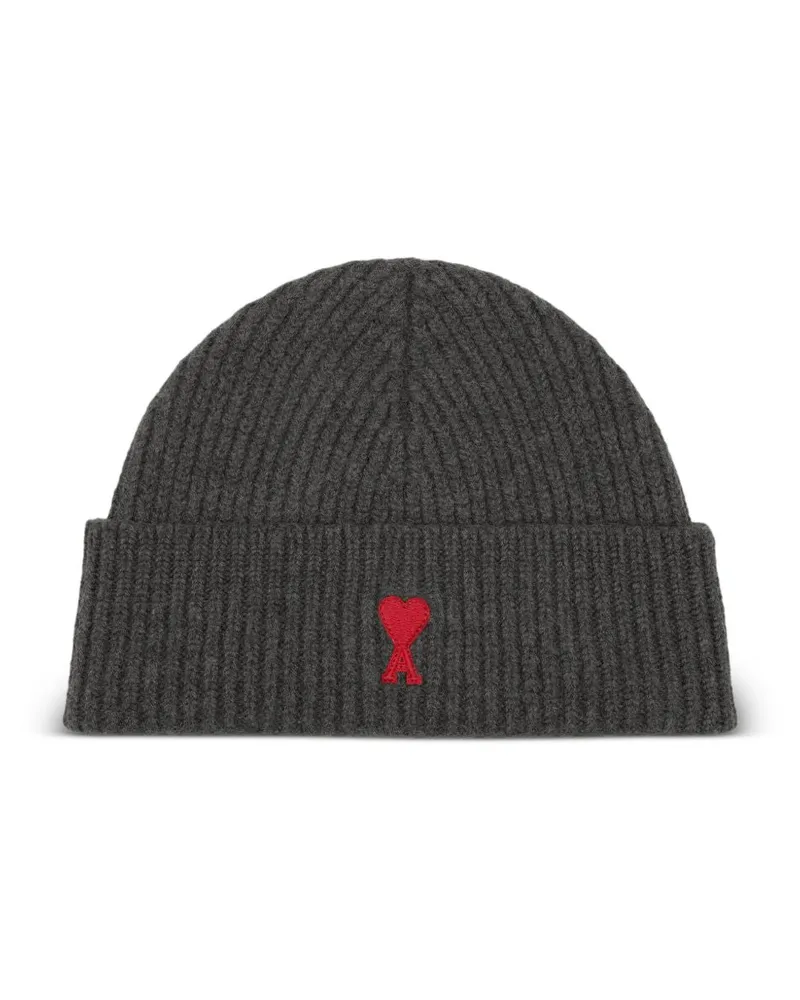 AMI Paris Ami de Coeur Wolle Beanie Grey