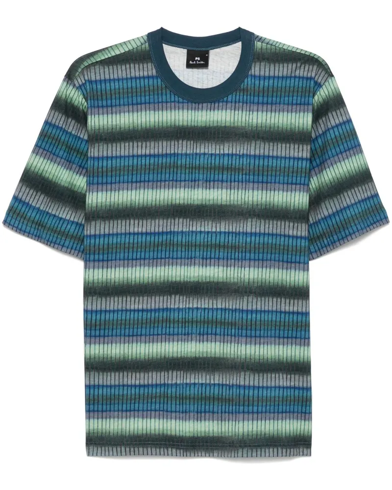 Paul Smith PS von Paul Smith gestreiftes Baumwoll -T -Shirt Blue