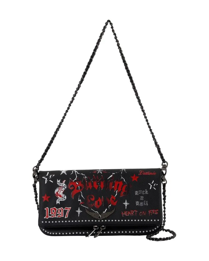 Zadig & Voltaire Felsbrieftasche an der Kette  Leder schwarz Schwarz