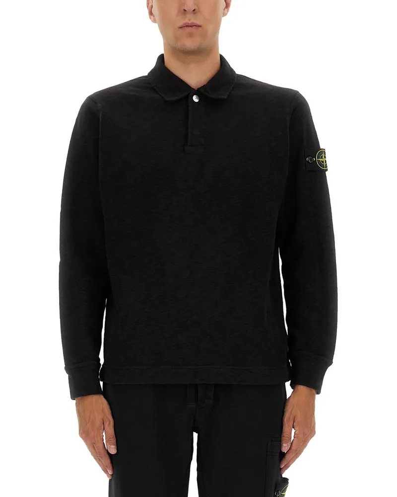 Stone Island Cotton Vanisé Polo -Hemd Black