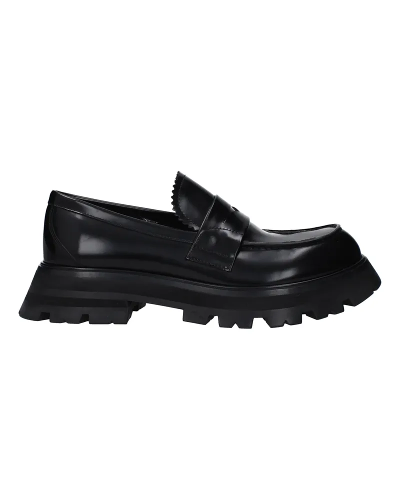Alexander McQueen Alexander Mc Queen Damens Schwarze Leder-Loafer -