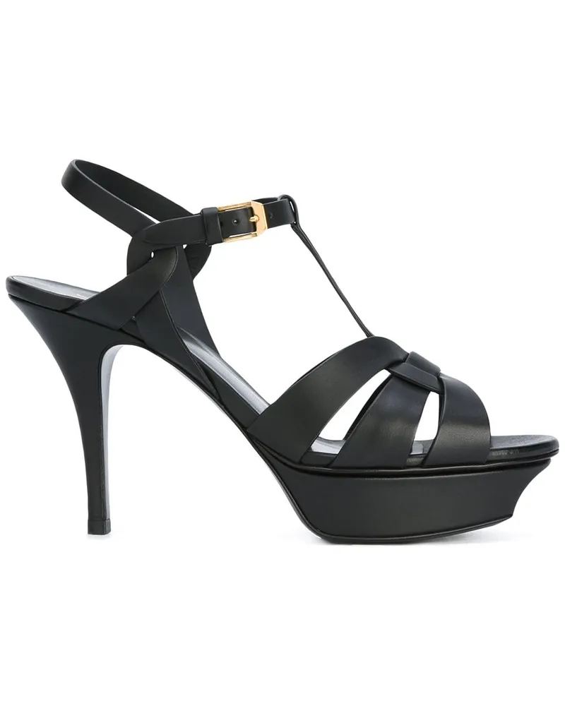 Saint Laurent Tribute Ledersandalen Black