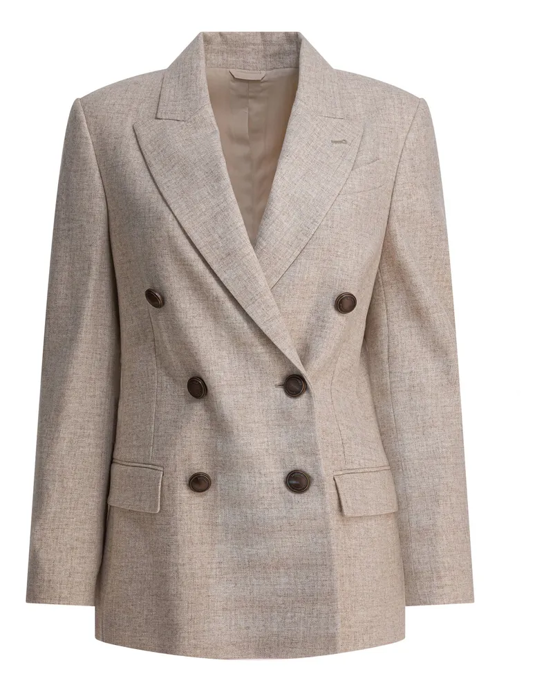 Brunello Cucinelli Flanell-Blazer aus Woll- und Kaschmir-Twill Beige