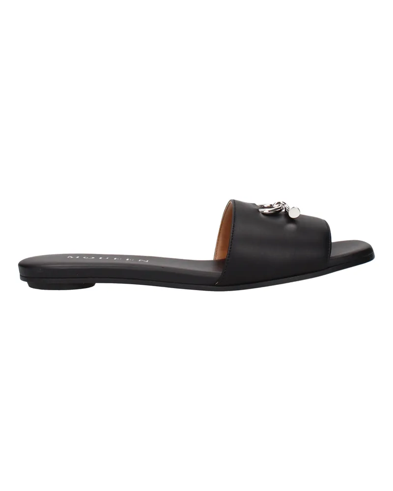 Alexander McQueen Damens Bogensandalen und Clogs aus schwarzem Leder -