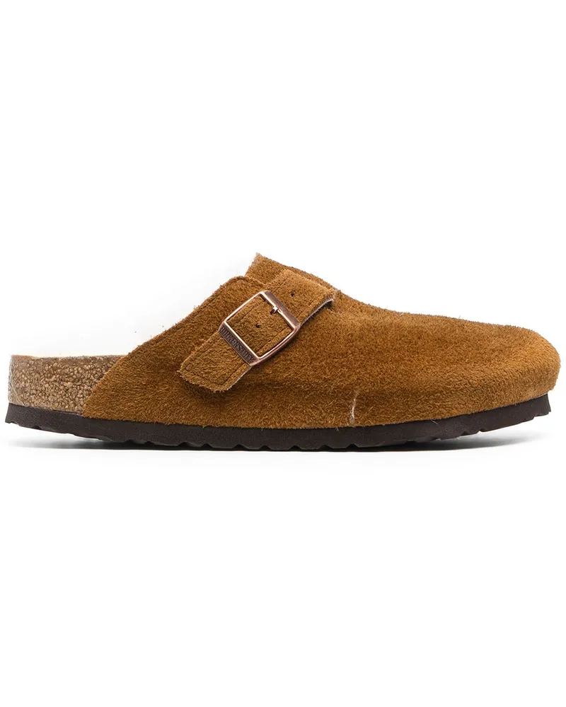 Birkenstock Boston Shearling-Wildleder-Hausschuhe Leather