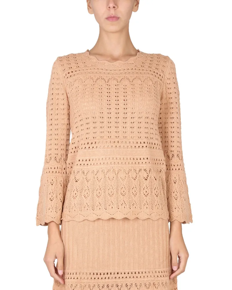 Moschino Wolle Mischpullover Beige