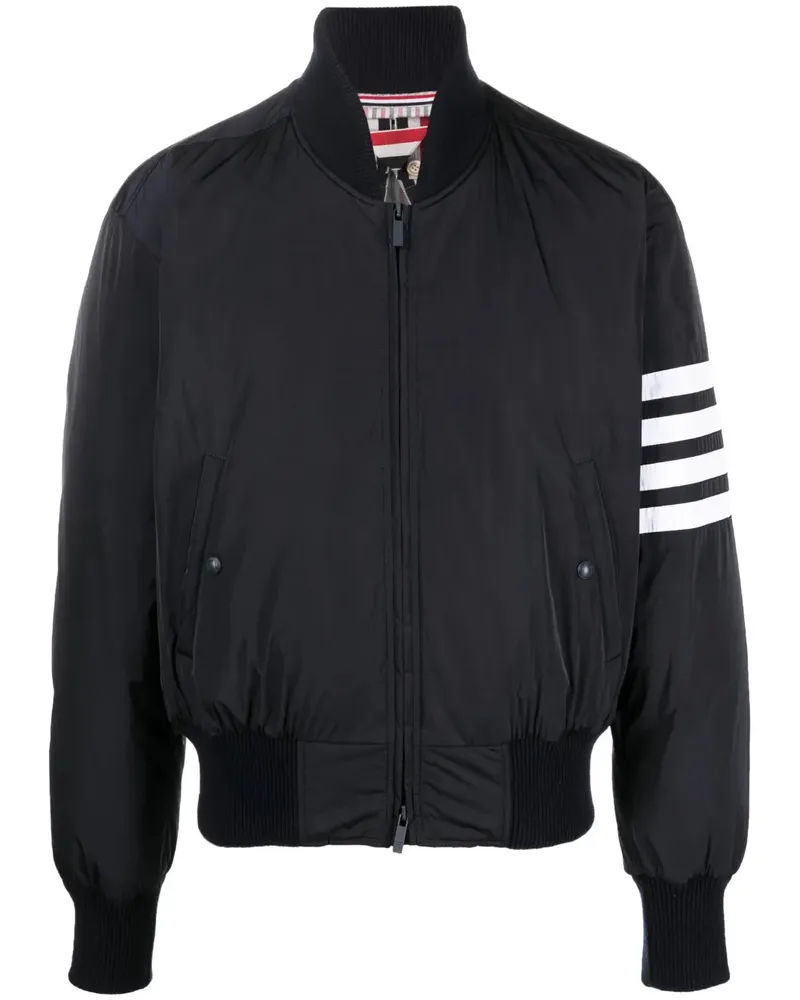 Thom Browne Bomber Jacke mit 4 Streifendetails Navy