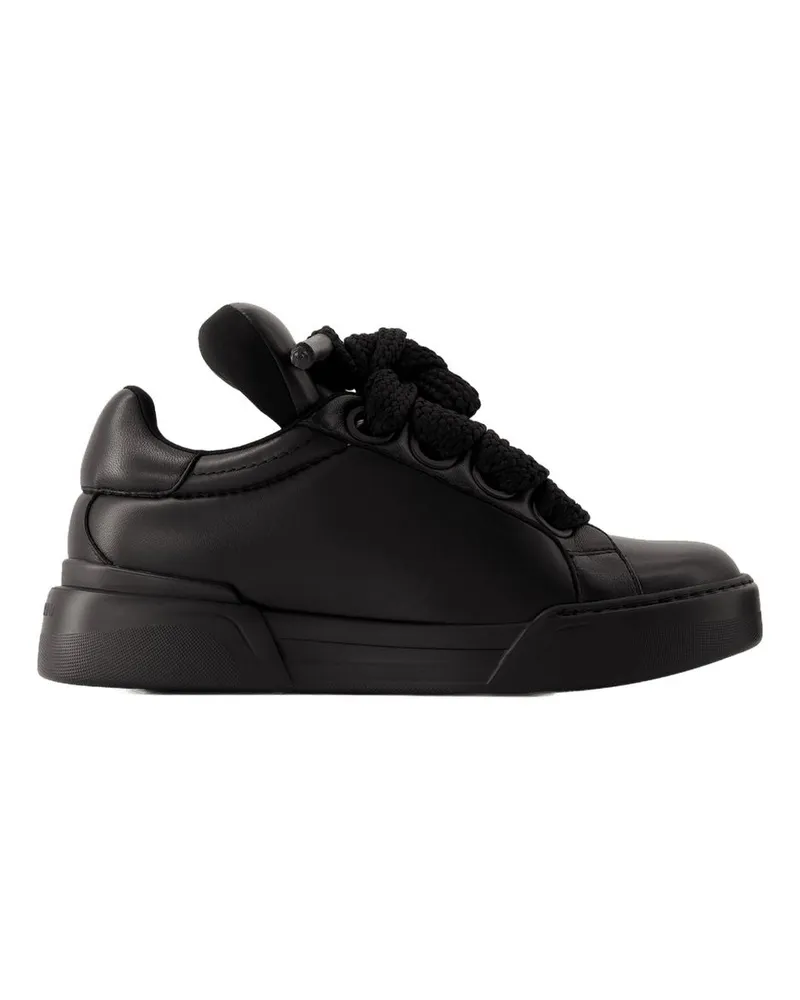 Dolce & Gabbana Portofino Sneakers  Leder schwarz Black