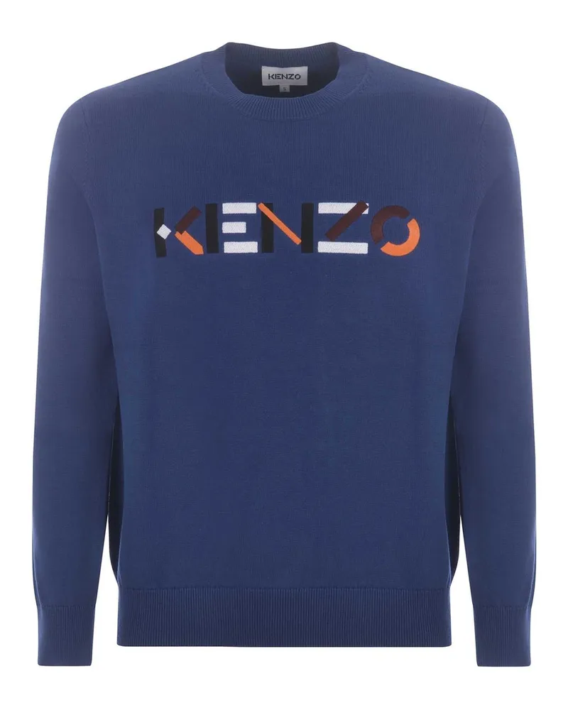 Kenzo Pullover Cotton Logo Blau