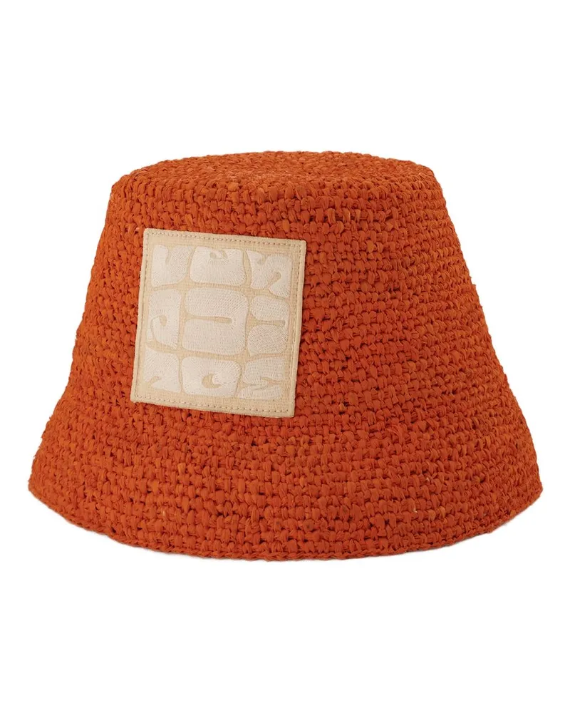 Jacquemus Ficiu Eimer Hut  Orange Raphia Orange