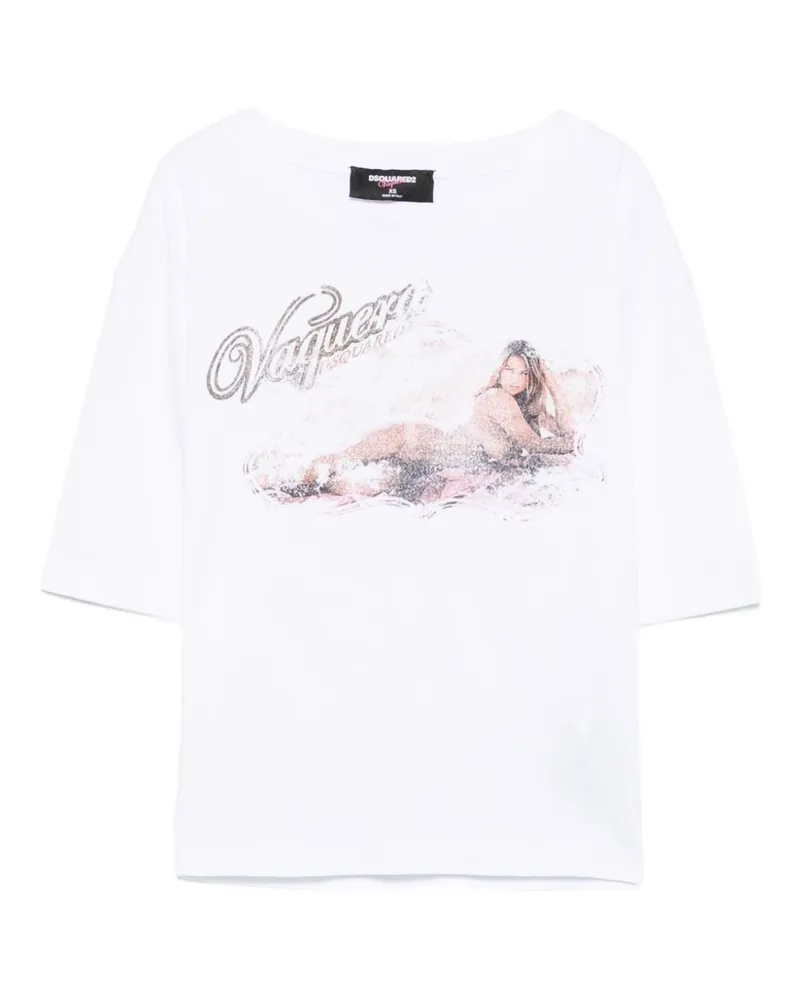 Dsquared2 Logo Baumwoll -T -Shirt White