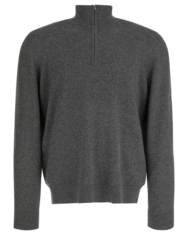 Vince Kaschmirpullover mit halbem Reißverschluss Grey