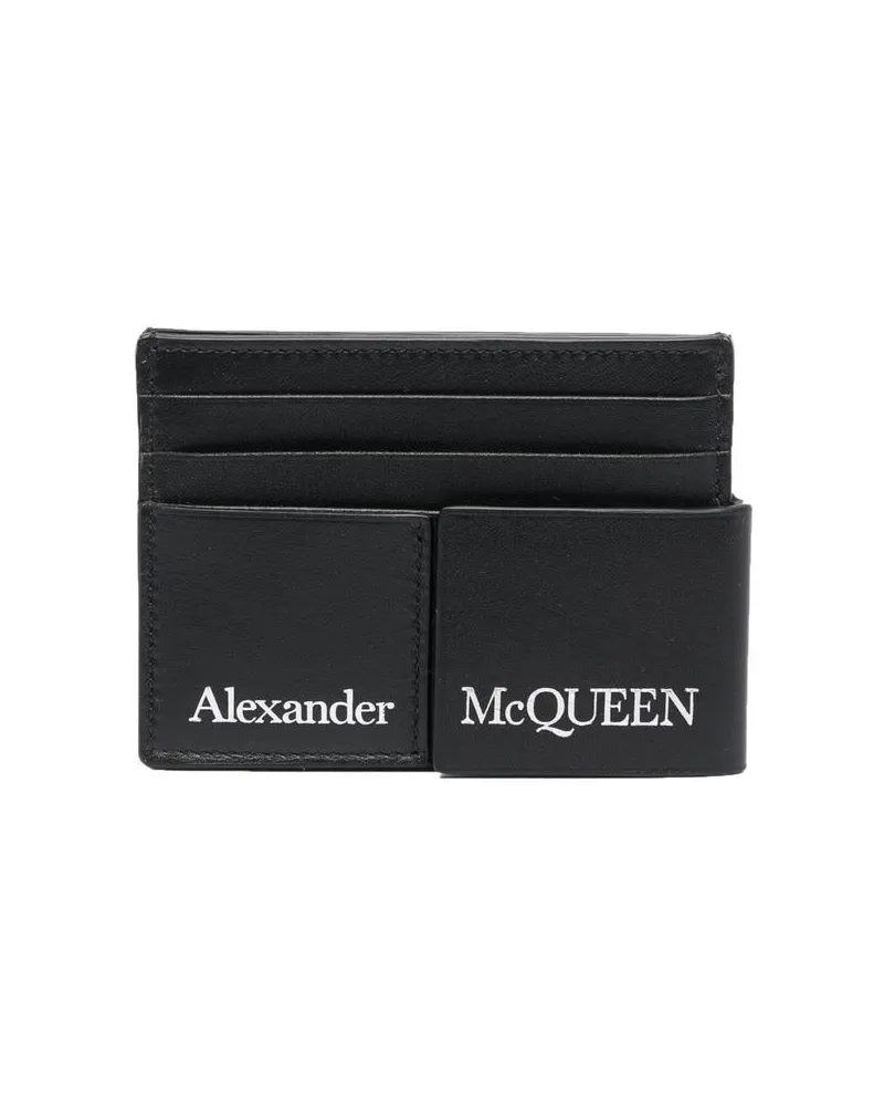 Alexander McQueen Alexander MC Queen Logo Leder Kreditkartenhülle Schwarz
