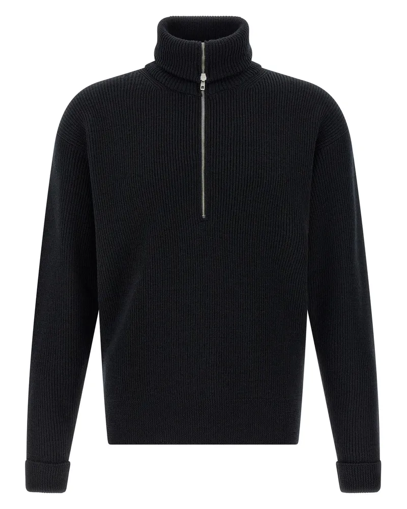 Christophe Lemaire Pullover mit halbem Reißverschluss Black