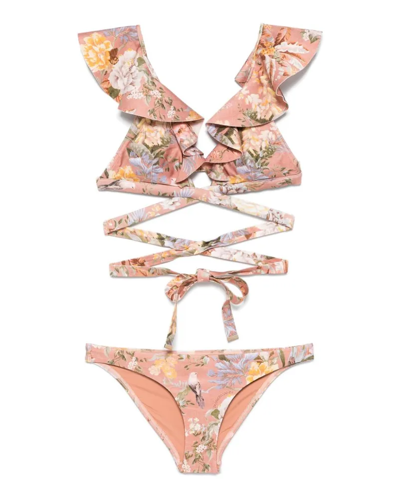 Zimmermann Talg Printed Bikini Set Powder