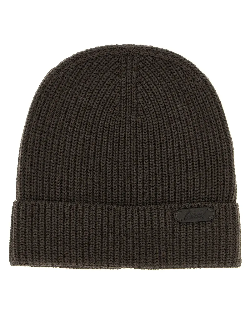 Brioni gerippte Wolle Beanie Brown