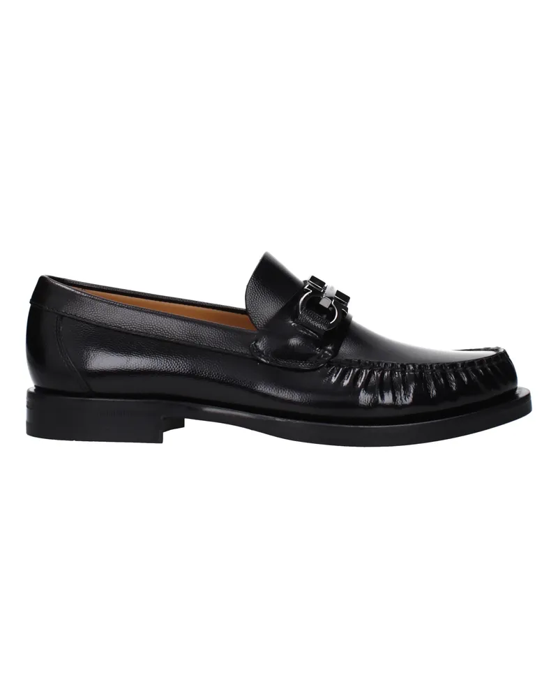 Ferragamo Herrens Fort Mokassins aus schwarzem Leder -