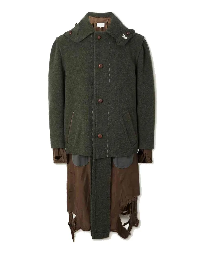 Maison Margiela zerstörte den Look -Mantel Grün