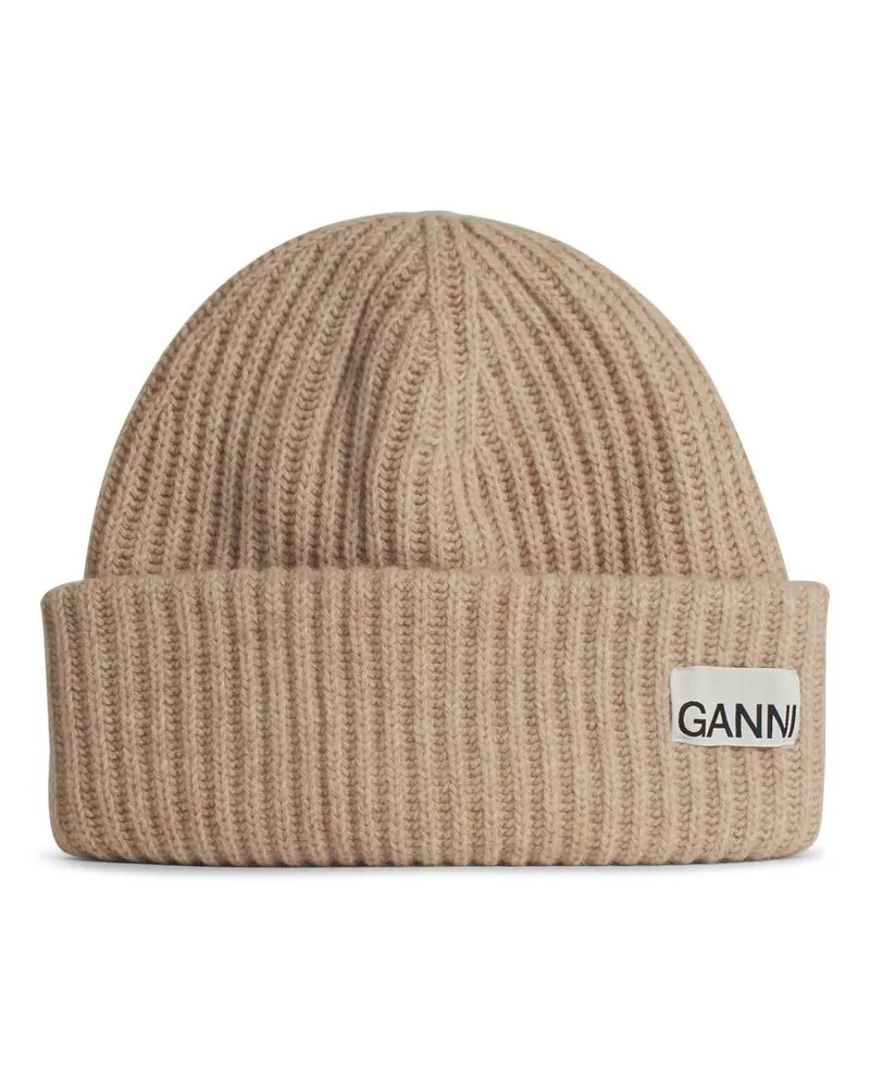 Ganni Beige Wollmütze Beige