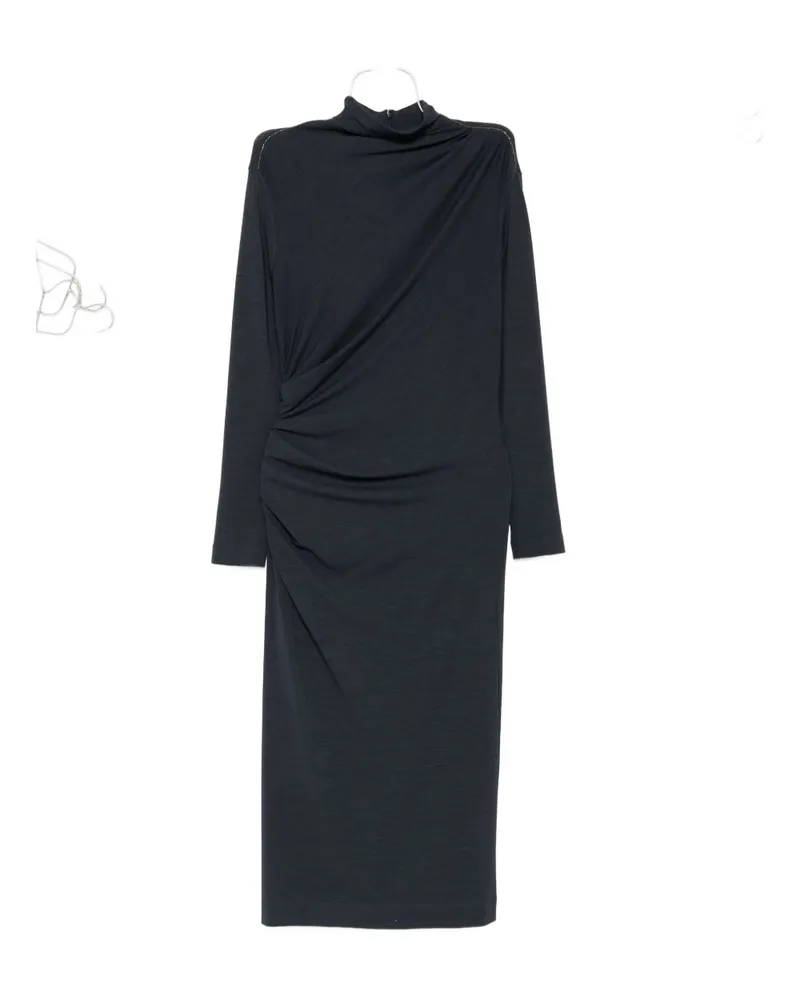 Brunello Cucinelli Wolle Mischung Midi Kleid Blue