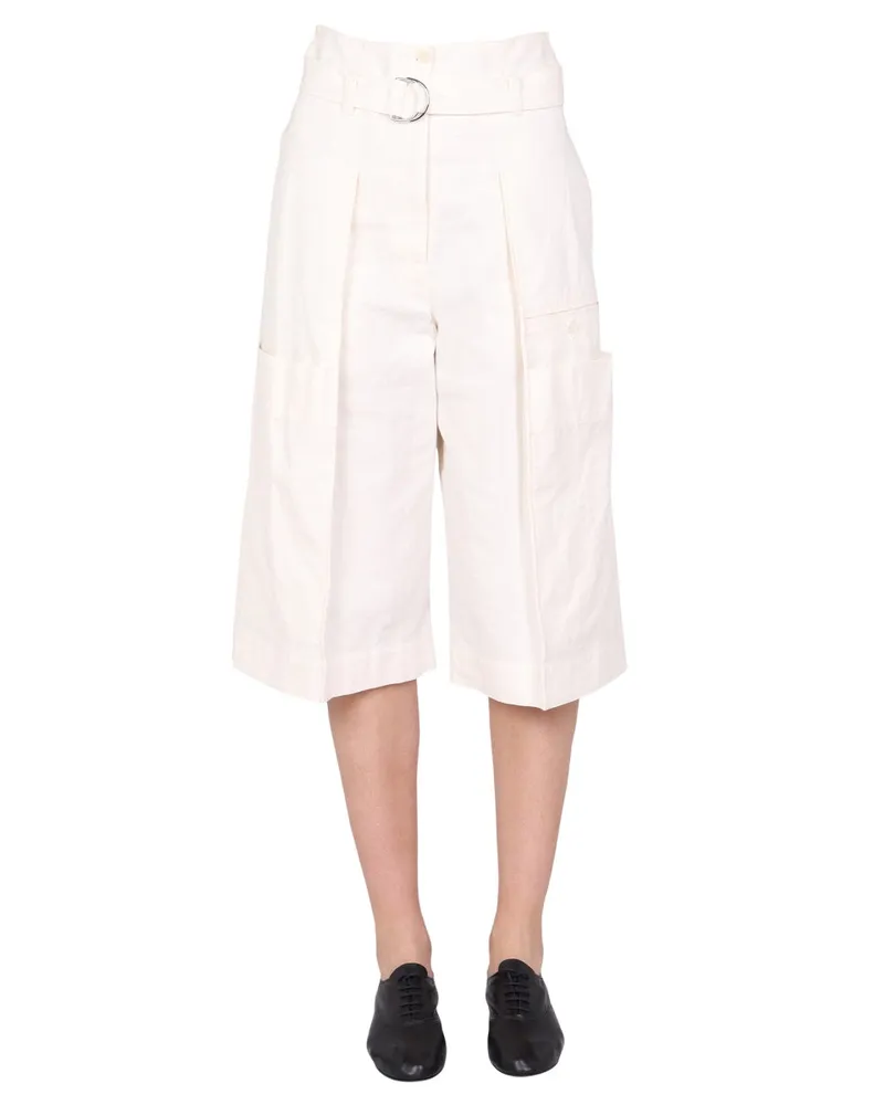 Christophe Lemaire Gürteltierbermuda -Shorts White