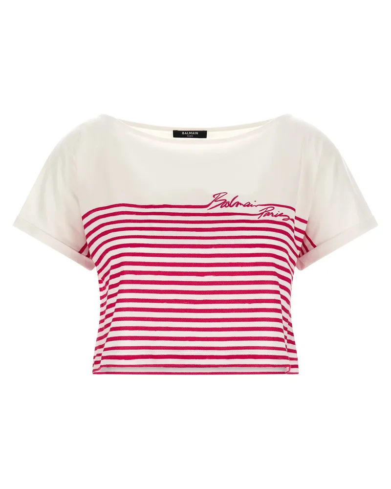 Balmain Marinière' T-Shirt Fuchsia