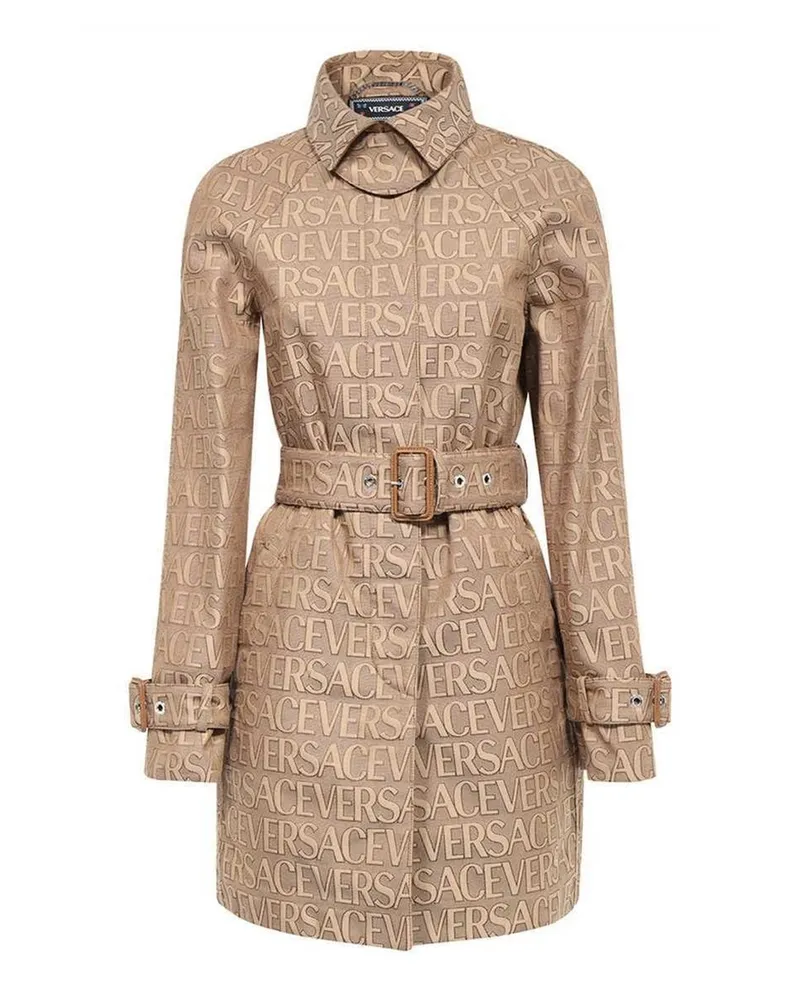 Versace Versace Logo Trench Coat Beige