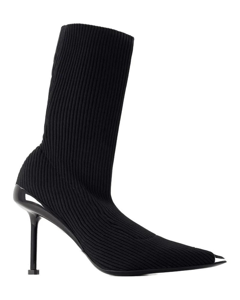 Alexander McQueen Spitze Zehen -Knöchelstiefel  Leder schwarz Black