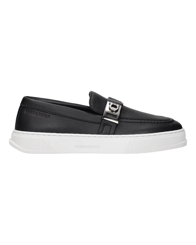 Ferragamo Herrens Slip On Brad Leder Schwarz -