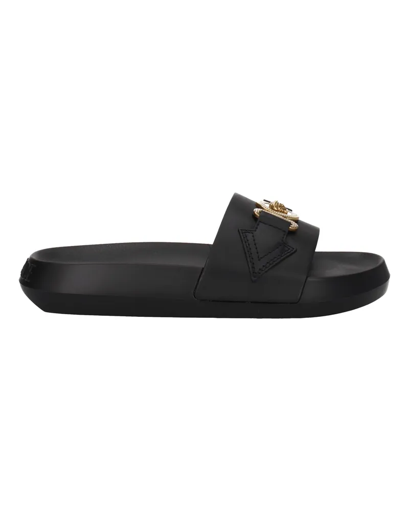 Versace Medusa Biggie Damens Ledersandalen und Clogs Schwarz -