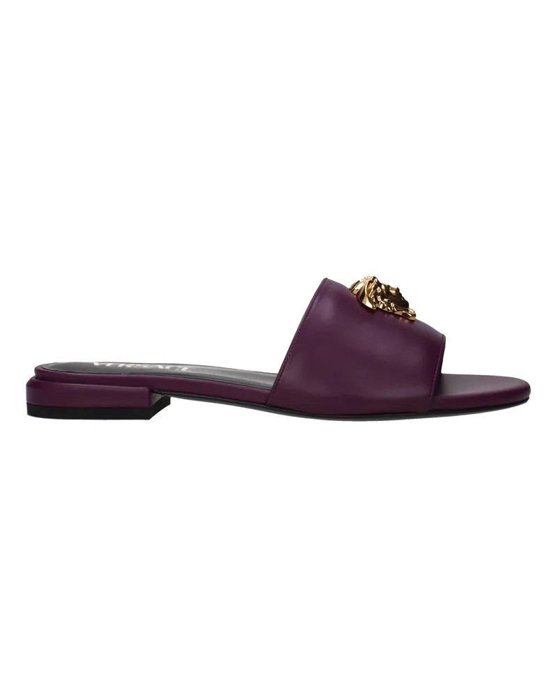 Versace Hausschuhe und Clogs für Damen, Leder in Lila/Pflaume -