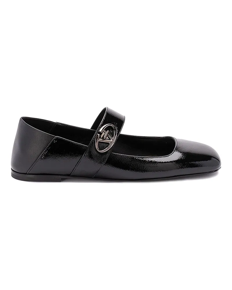 Valentino Garavani Valentino Garavani Leder Locker Ballerina Flats Black