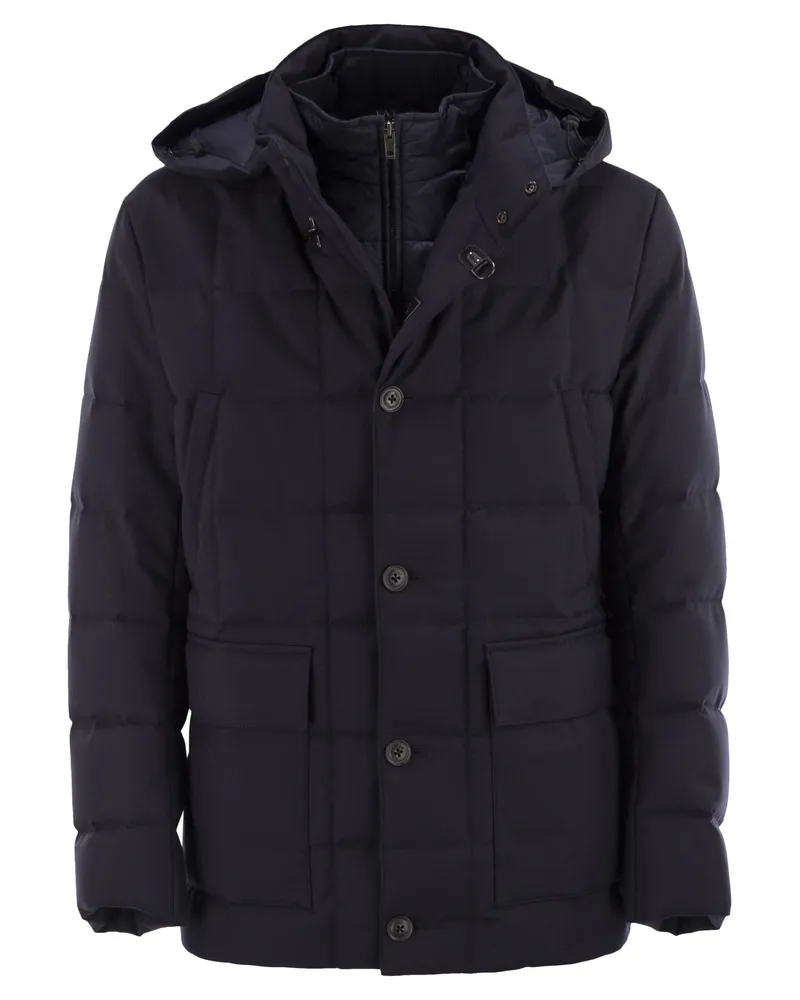 Fay Leinwand MÉlange Caban Jacke mit Down Polsterding Navy