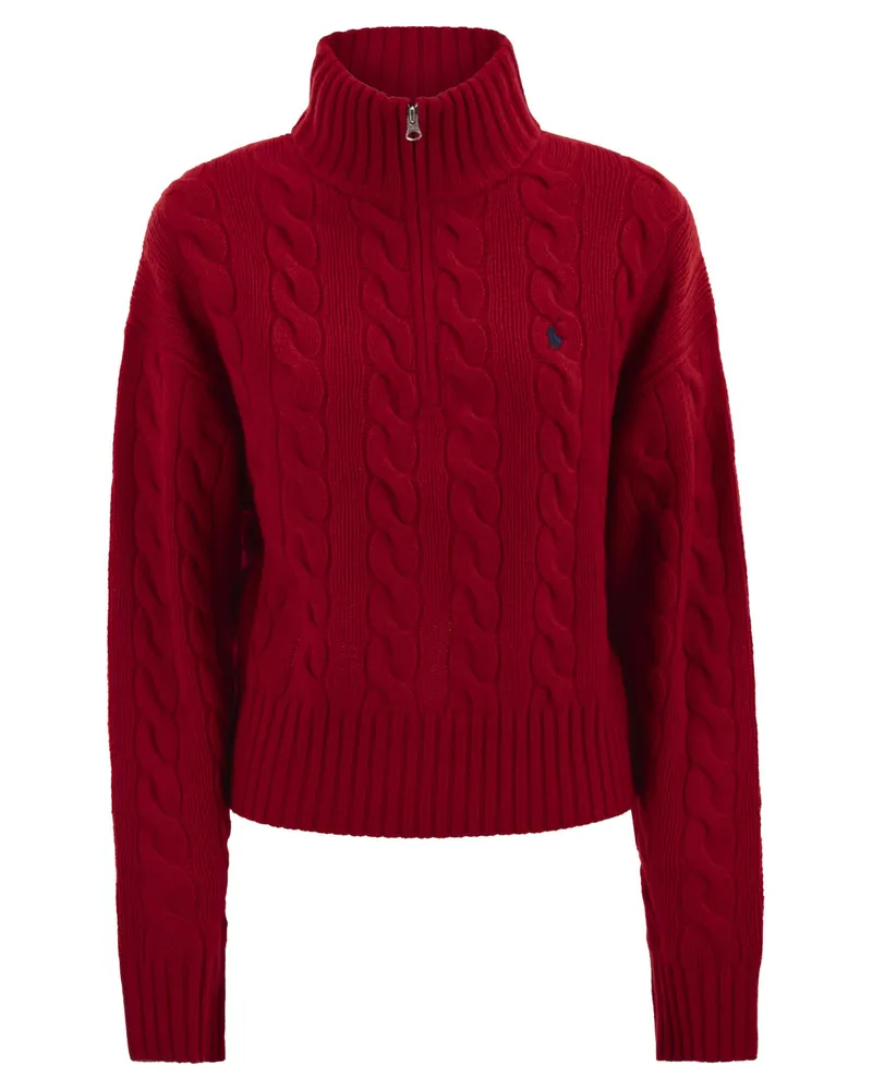 Ralph Lauren Wolle und Kaschmir -Kabel -Strickpullover Red