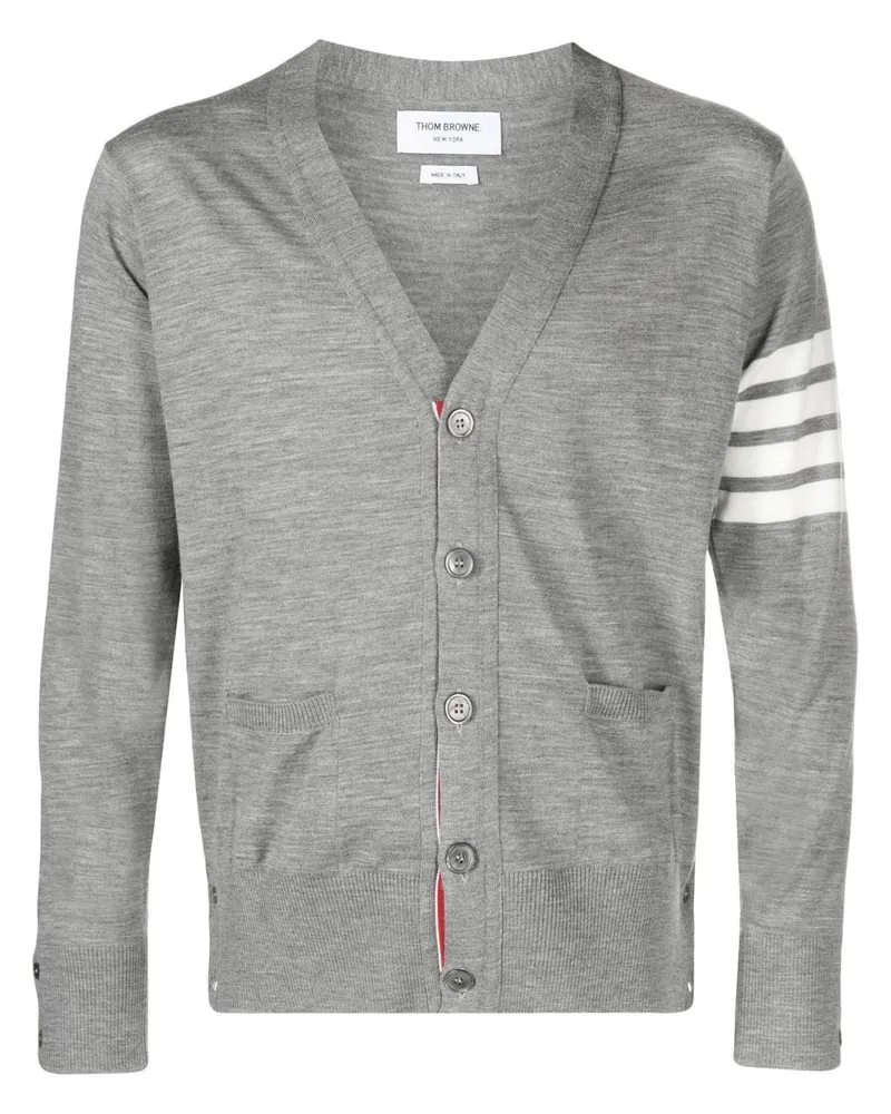 Thom Browne 4 Bar Wolle Strickjacke Grey