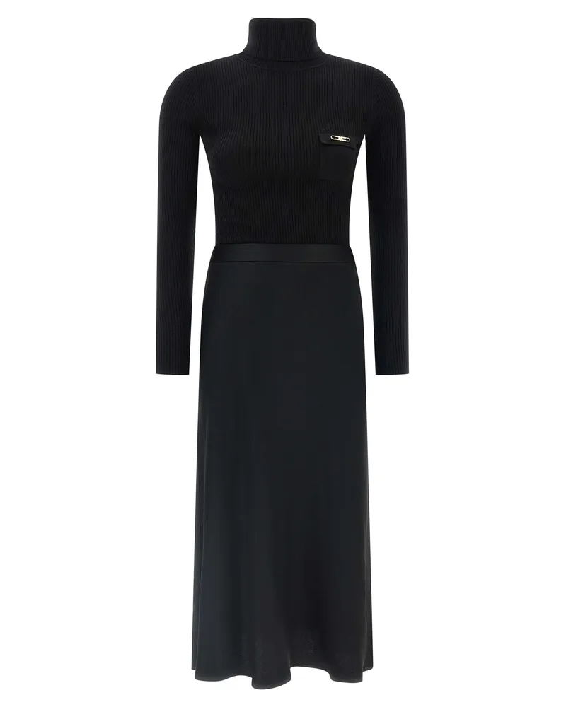 Elisabetta Franchi Rollkragenpulloverkleid Black