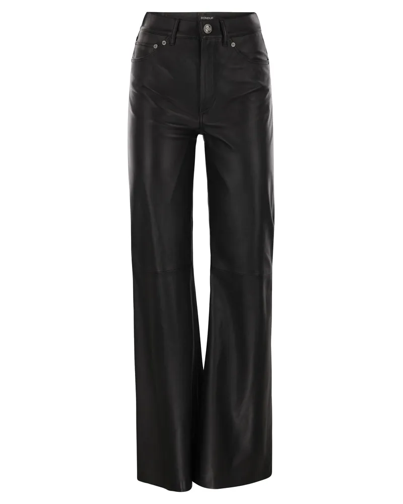 Dondup Amber Lammlederhose mit weitem Bein Black