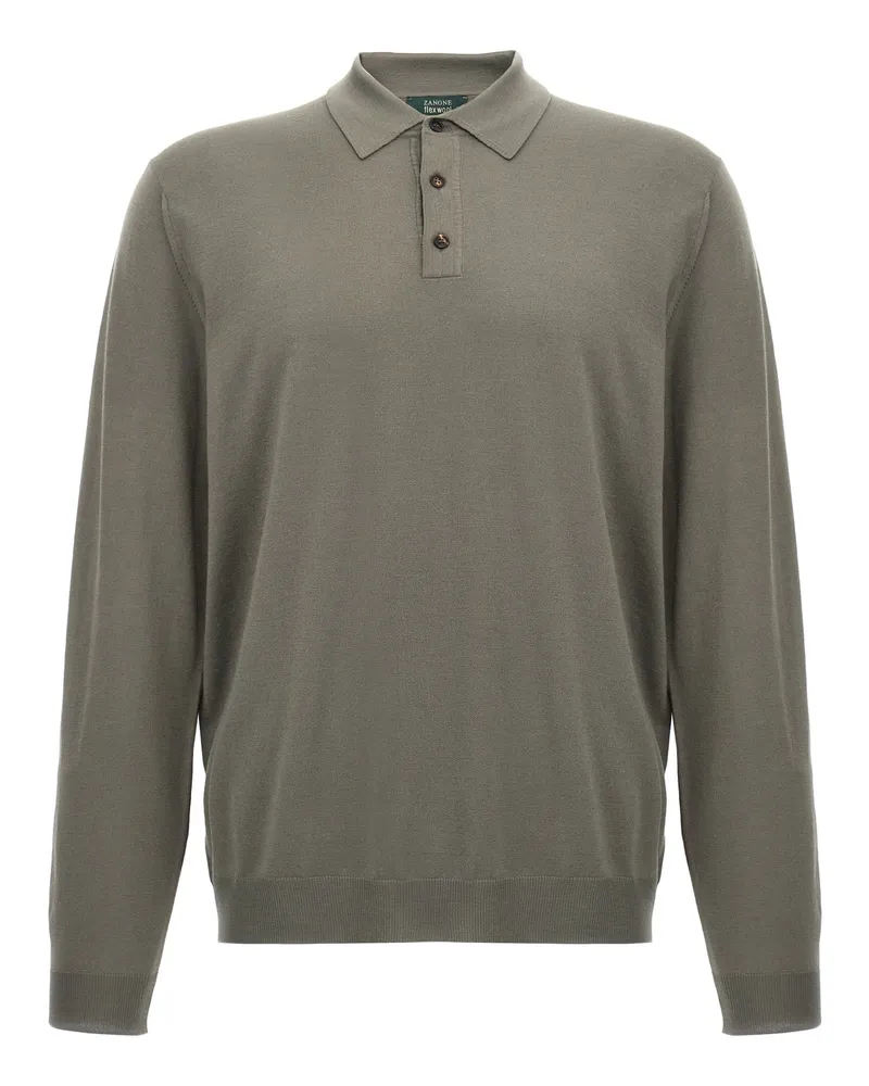 Zanone Wolle Poloshirt Green