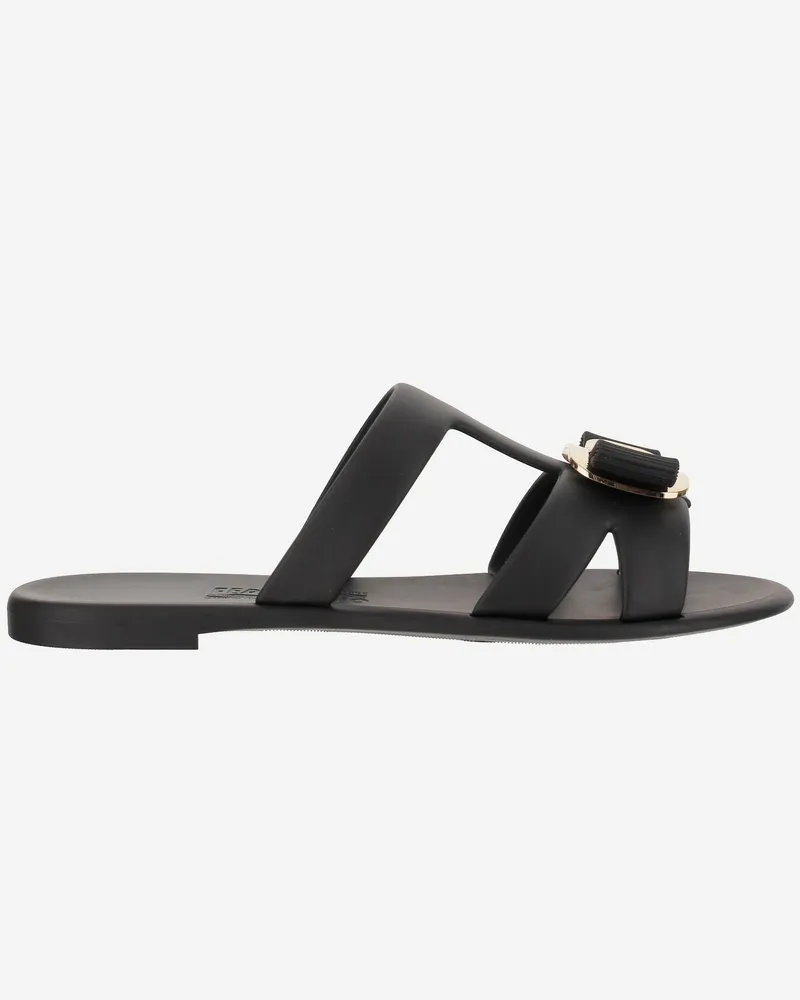 Ferragamo Neue Vara -Gummi -Sandalen Black