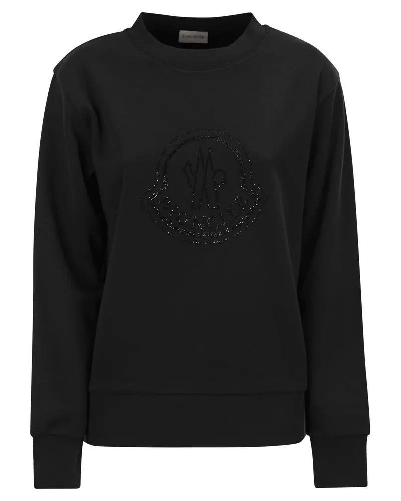 Moncler Logo Sweatshirt mit Kristallen Black