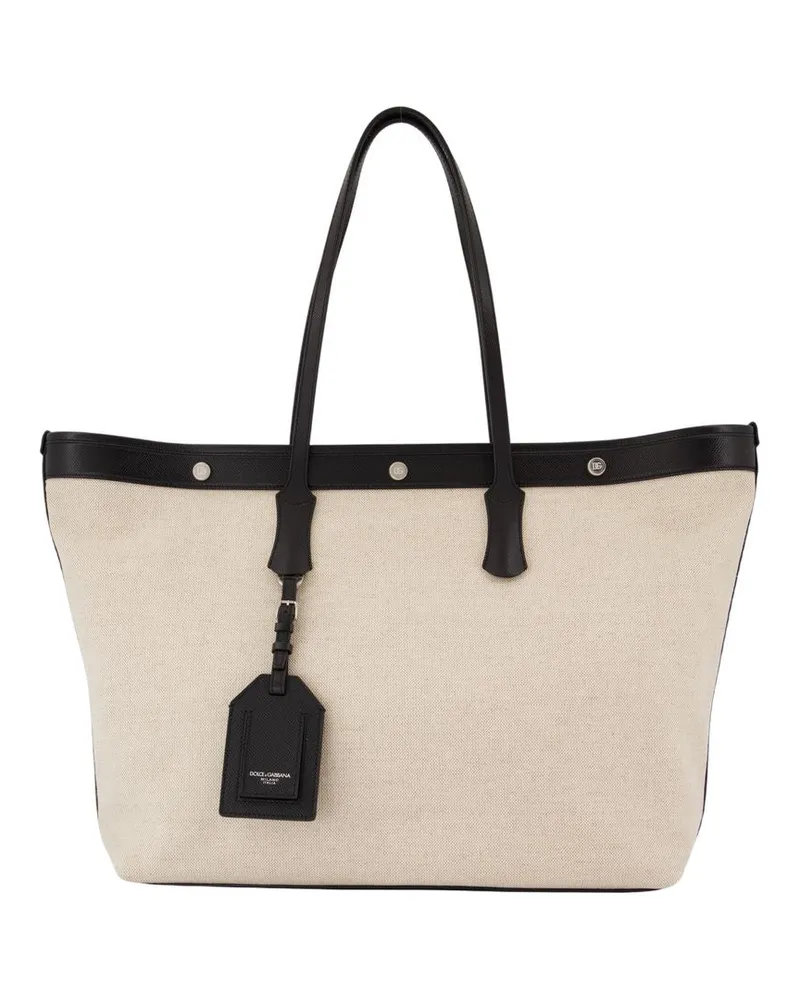 Dolce & Gabbana Atene Shopper Bag  Canvas White Weiß