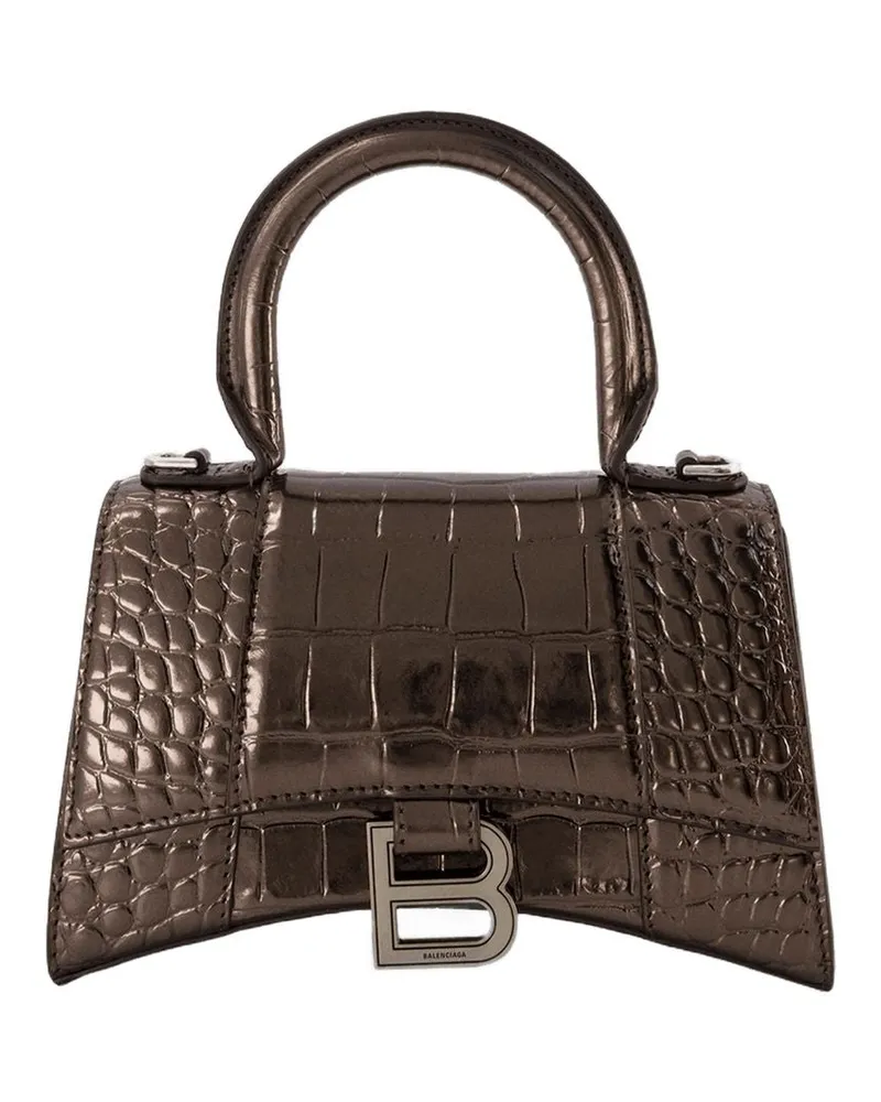 Balenciaga Sanduhr Xs Bag  Leder dunkle Bronze Metallisch