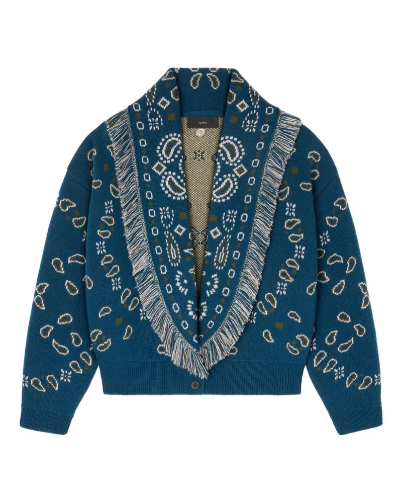 Alanui Bandana Wolle und Kaschmir -Kardi -Bomber Blue